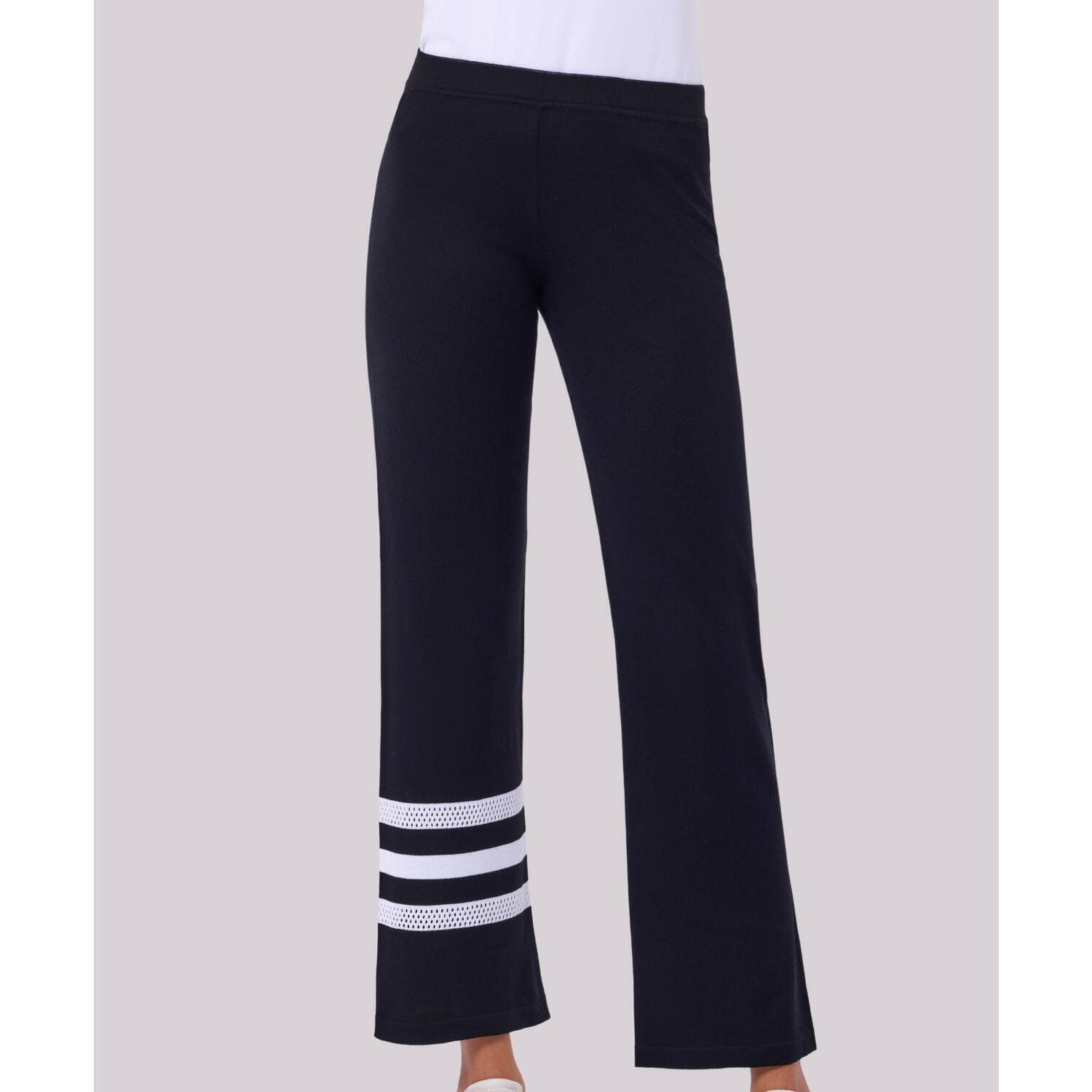New Angel Apparel Crochet Stripe Pant In Black/White